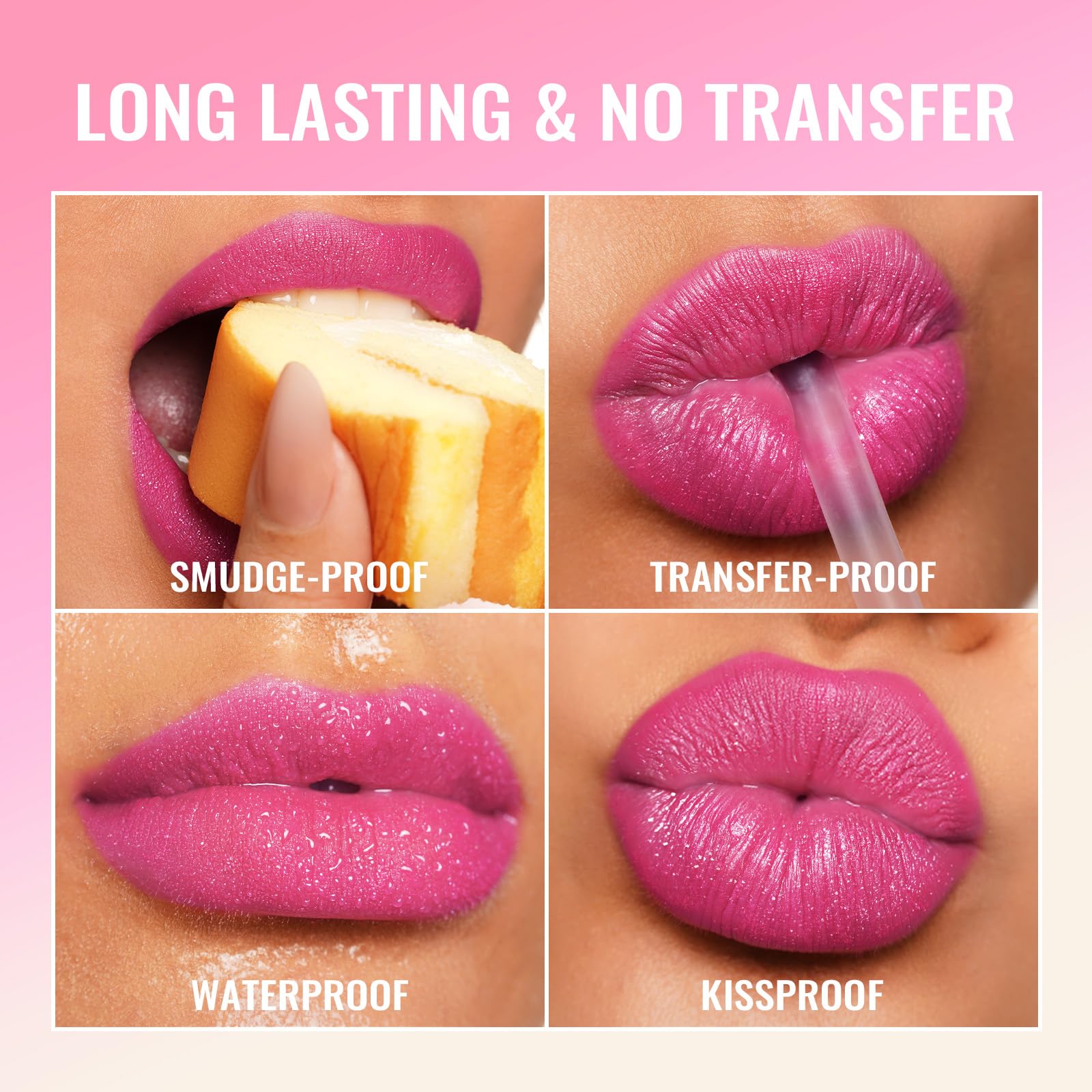 Oulac Matte Pink Lipstick for Women Liquid Lip Gloss Long Lasting Lip Stain, High Impact Lipcolour - Image 4