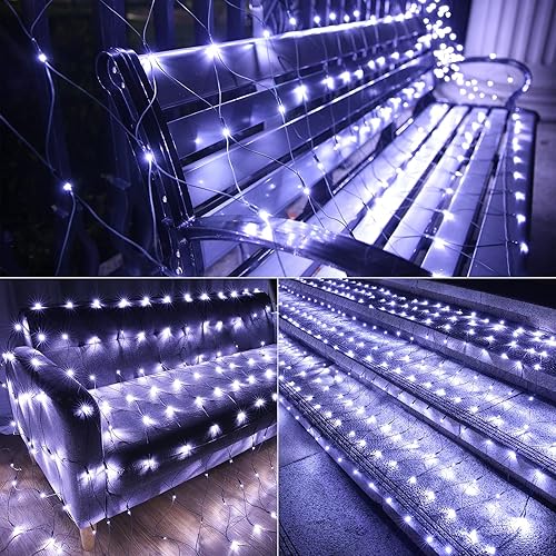 Miniatura 5 de LED Christmas Net Lights Outdoor Decorative Lights, 6.6ftx3.3ft 160 LED Fairy Mesh Lights, 8 Modes Waterproof Connectable Plug In Christmas Lights