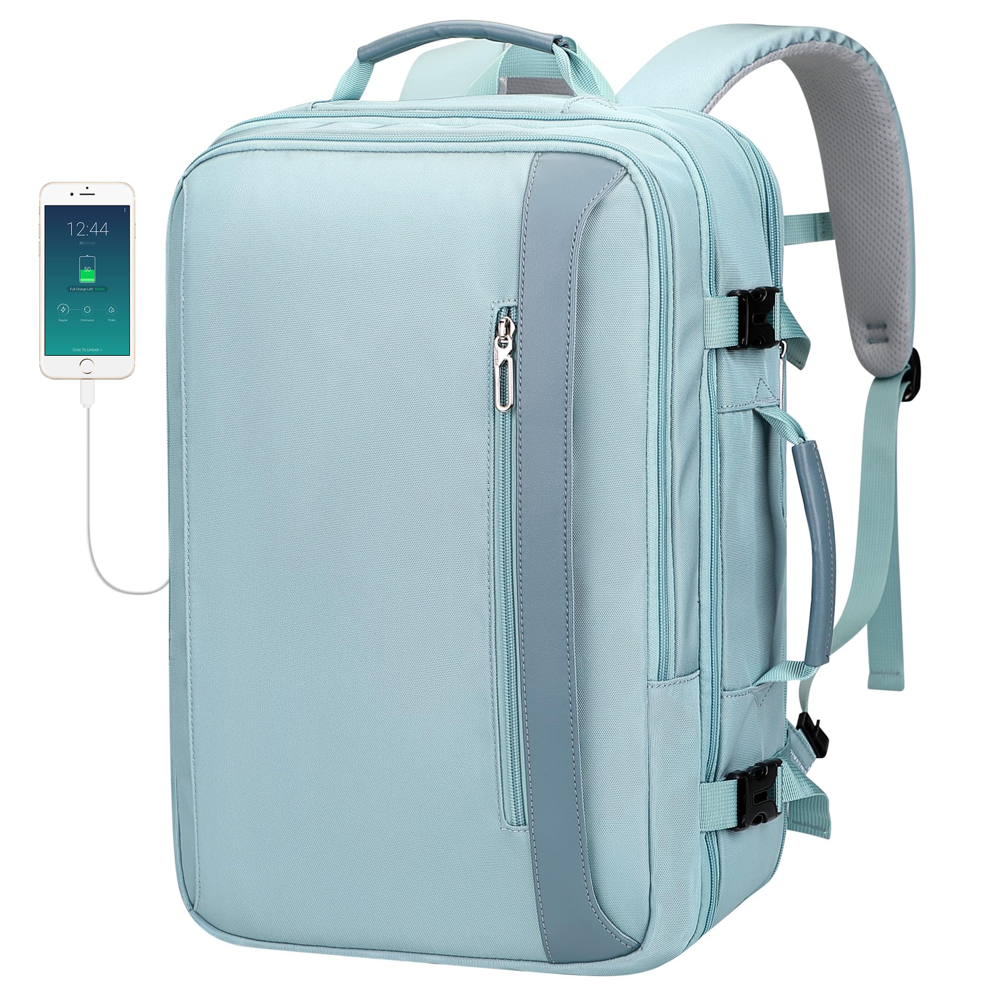 PIJUSHI Travel Backpack for Women Expandable Carry on Luggage Backpack Airline Approved Personal Item Laptop Bag(PE034 Blue)