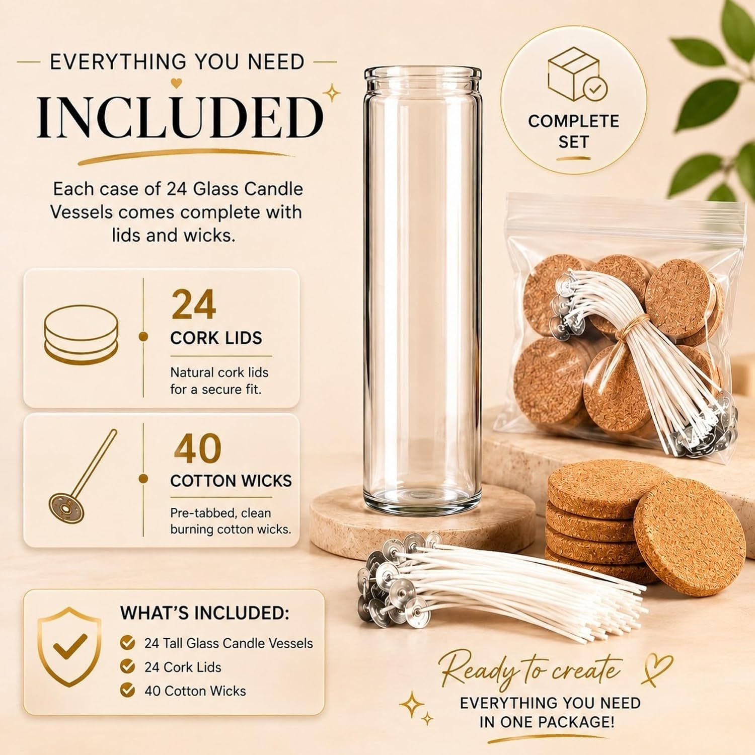 La Candle Emporium 7 Day Glass Prayer Candle Making Kit - Clear Jars with Cork Lids & Wicks (12, Candle Making Kit, 7 Day (510ml))