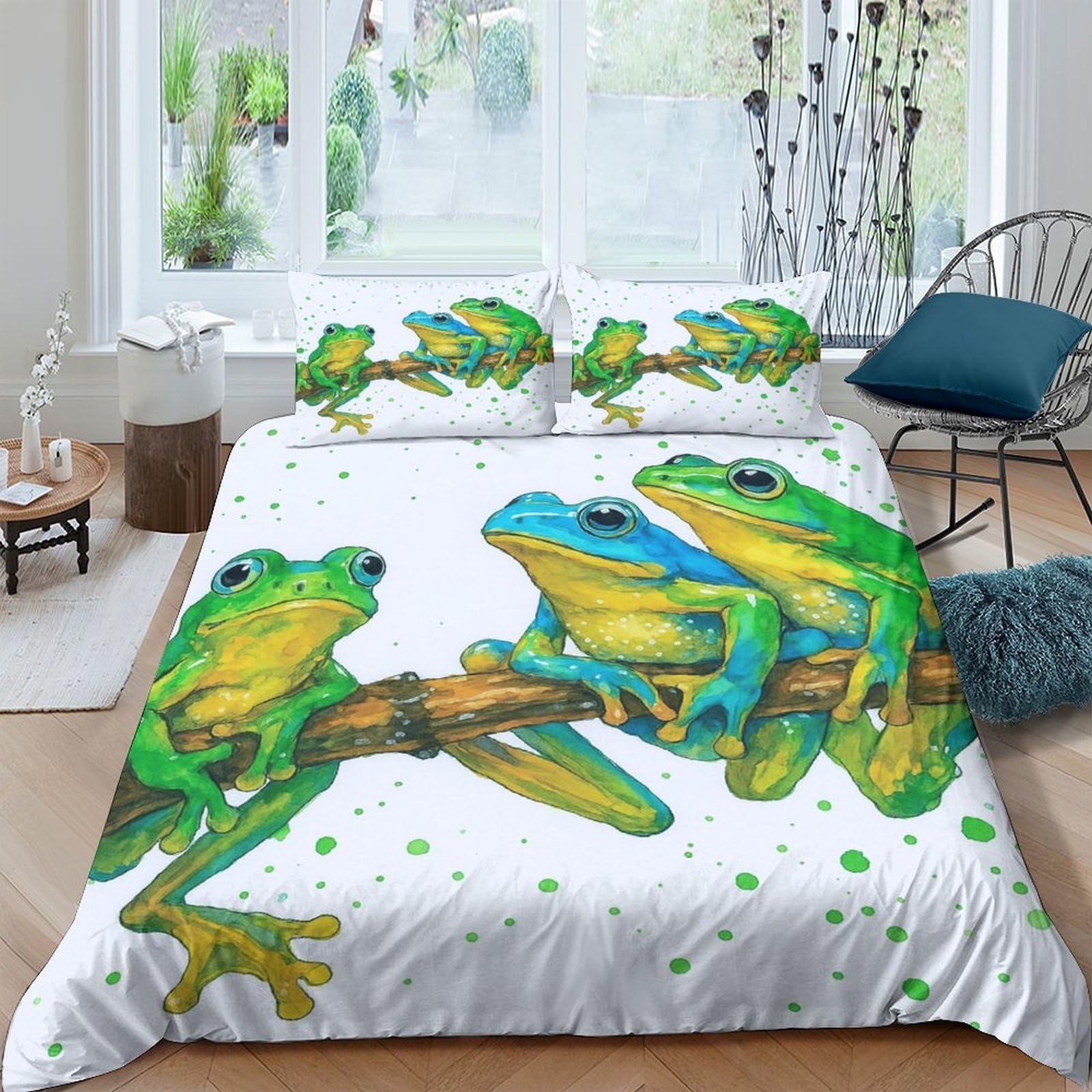 Ctjqhvkz Style-9 3D Printed Green Frog Fitted Sheet Microfiber Soft Cartoon Animal Mattress Cover For Bedroom Dorm Easy Care Decor Single（135X200cm）
