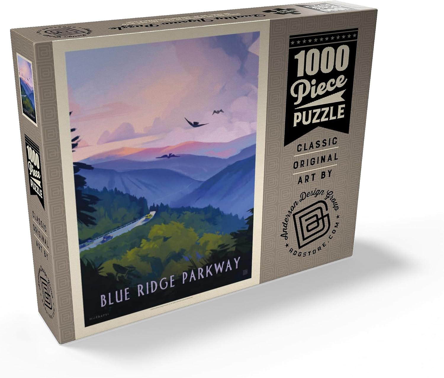 MyPuzzle Blue Ridge Parkway: Bird's Eye View, Vintage Poster - Premium 1000 Piece Jigsaw Puzzle for Adults
