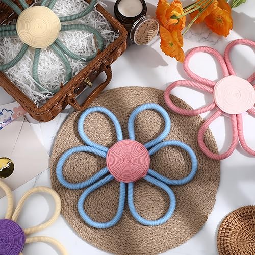 Miniatura 3 de Peryiter Decoración bohemia de guardería de 10 pulgadas para niña, decoración de margaritas tejidas en macramé, decoración bohemia para pared,