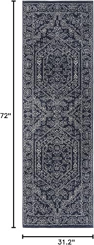 Miniatura 2 de Safavieh - Colección Adirondack, 2 pies 6 pulgadas x 6 pies, color azul marinomarfil, ADR108N, Medallón Oriental, alfombra para sala, recibidor,