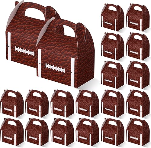 Aoriher 30 cajas de regalo de fiesta de fútbol, cajas de regalo de fiesta temática con asas, decoraciones de fiesta, bolsas de cartón, cajas de
