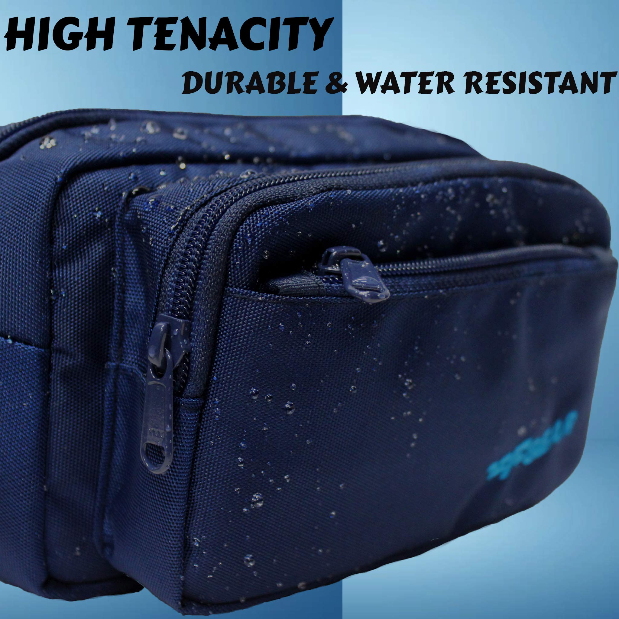 F Gear Miles Guc Navy Blue Waist Pouch | Compact Travel Fanny Pack | 1 Compartment & 2 Pockets |Water-Resistant, Lightweight & Durable Waist Bag | Travel, Trekking, Cycling & Everyday Essentials 2