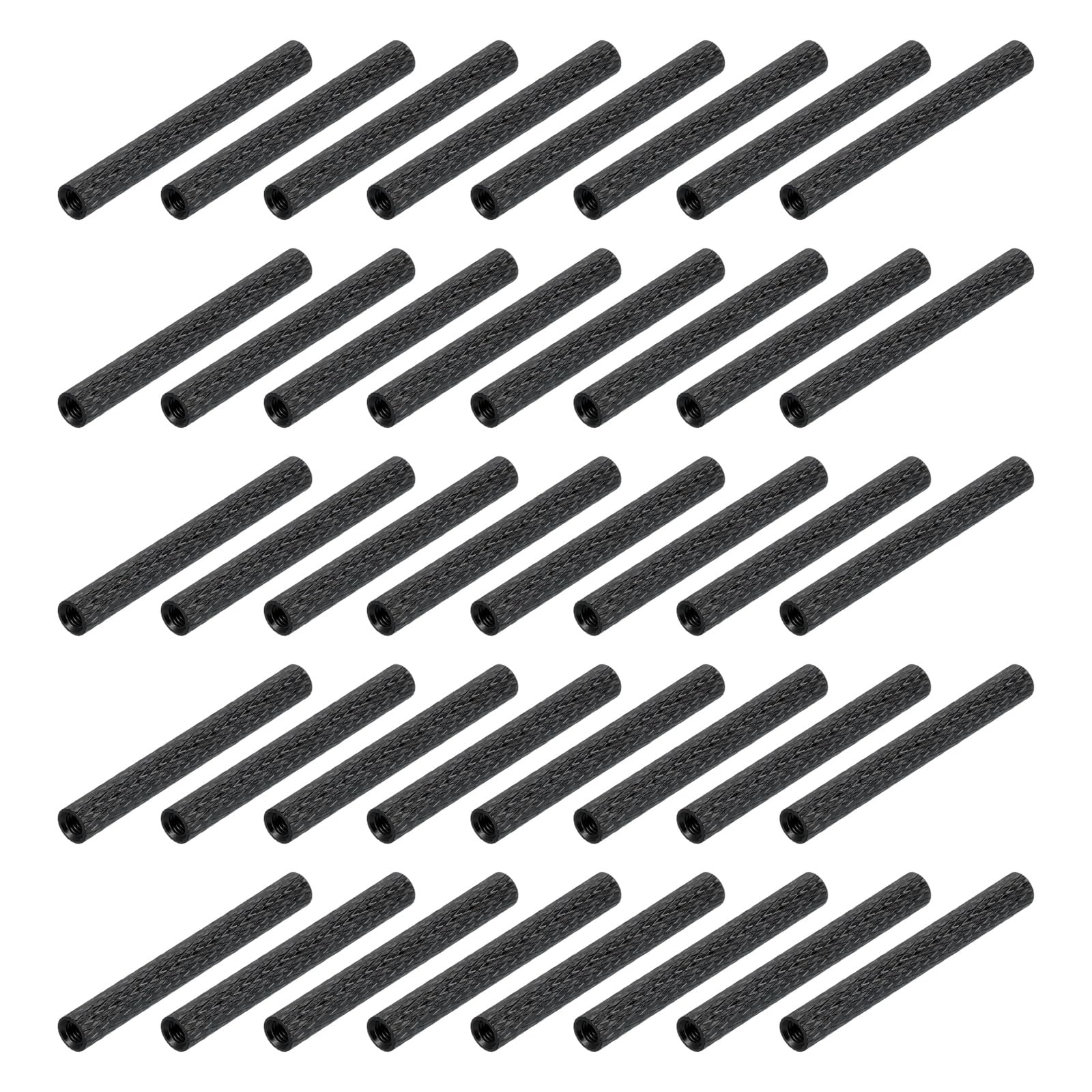 sourcing map 100Pcs M3 x 45mm Aluminum Knurled Spacer Standoff, Round Coupling Nut Bolt Connector Nut Sleeve Stud Rod Fastener for RC Drone Quadcopter FPV Drone DIY Parts (Black, 5mm OD)
