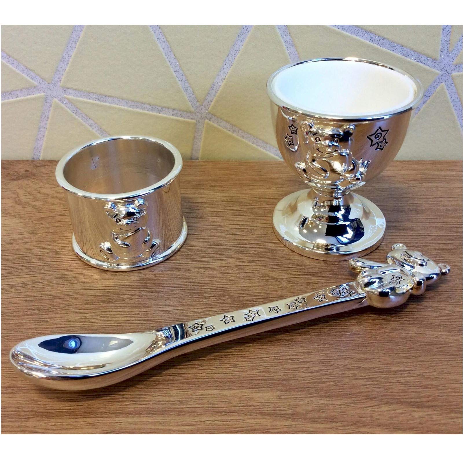 Silver Plated Egg Cup, Spoon and Napkin Ring - Image 2