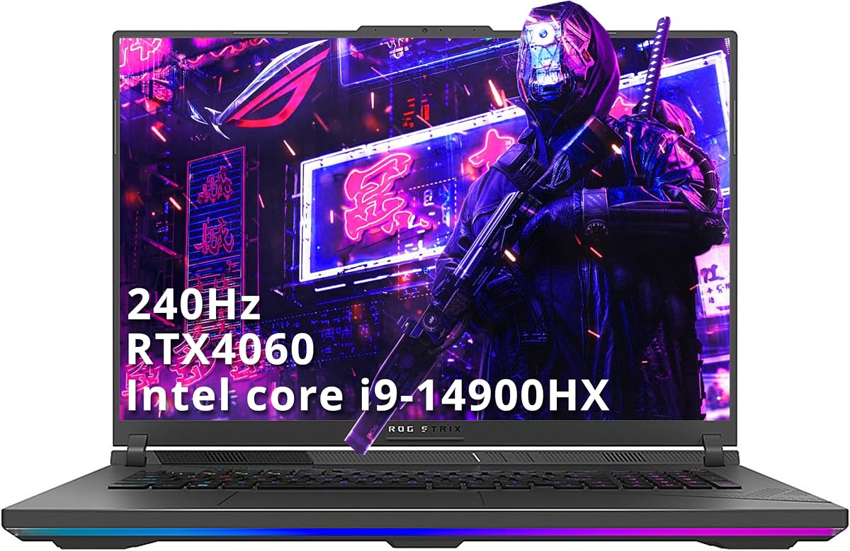 Portátil para juegos ASUS ROG Strix G18 18" 240 Hz QHD, Intel i9 14900HX, 64 GB de RAM, SSD PCIe de 2 TB, teclado retroiluminado RGB, NVIDIA GeForce RTX 4060 de 8 GB, Wi-Fi 6E, Windows 11, gris (renovado)
