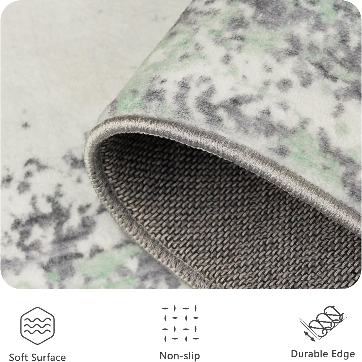 8x10 Area Rugs, Abstract Modern Ultra Soft Washable Rug, Non Slip Carpet with Rubber Back, Large Rugs for Living Room, Bedroom, Dining Room Decor(Light Green/Cream)