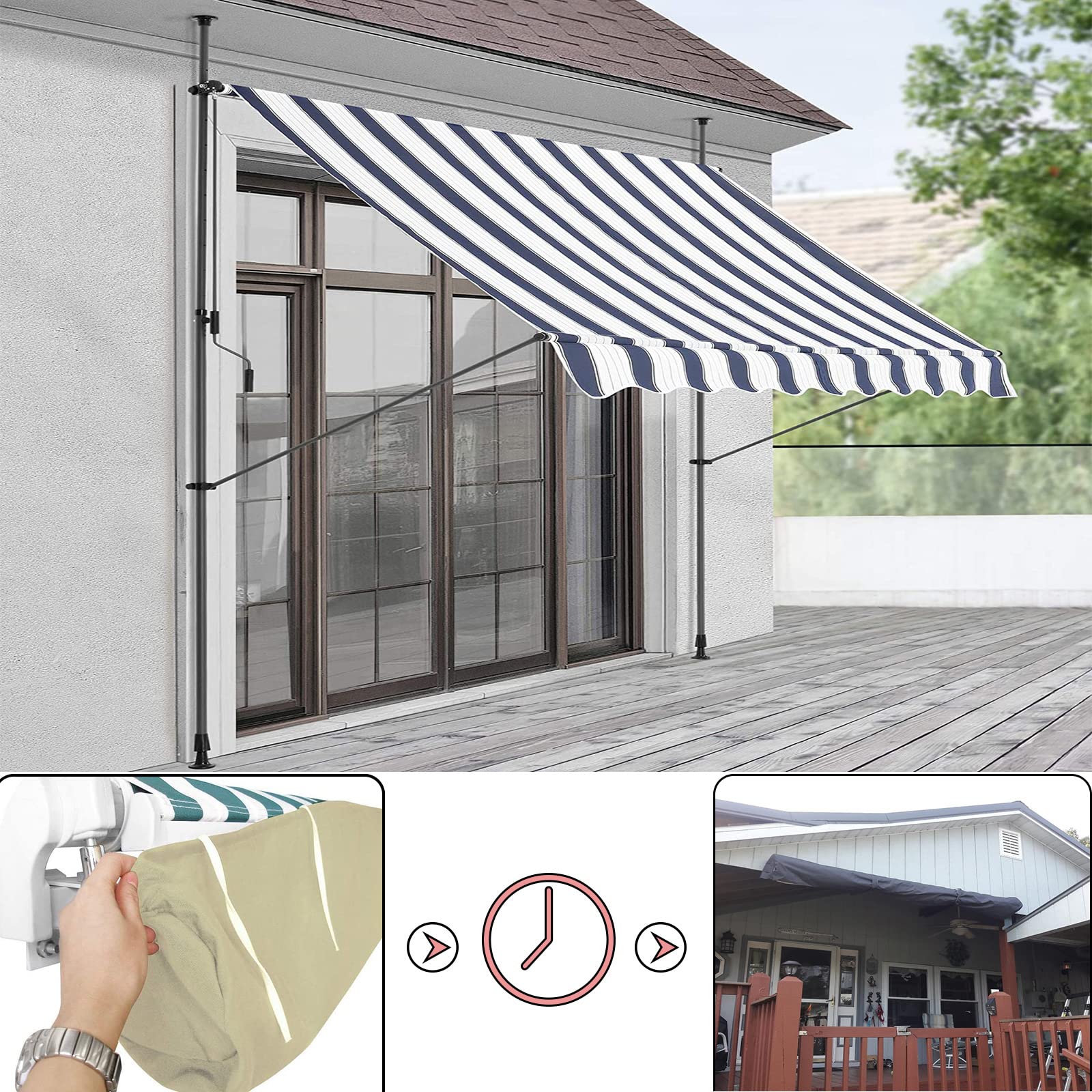 Markisen Abdeckung Einziehbare Terrassen Gelenkarm Markise Schutzhülle Baldachin Sonnenschutz wasserdicht und staubdichte Abdeckung Oxford-Stoff (Beige, 3m)