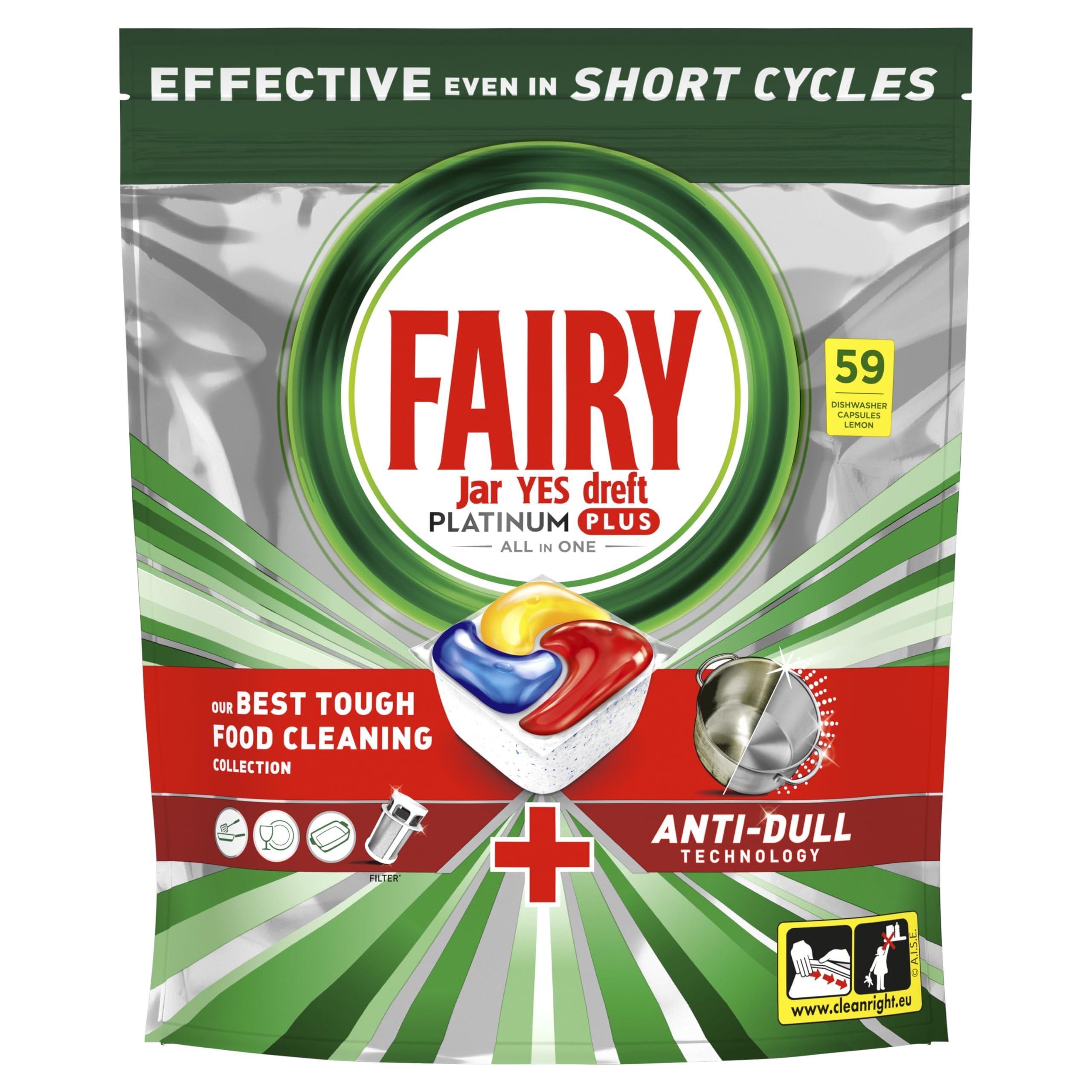 Fairy Platinum Plus tablete za perilicu posuđa, limun (59 kom)