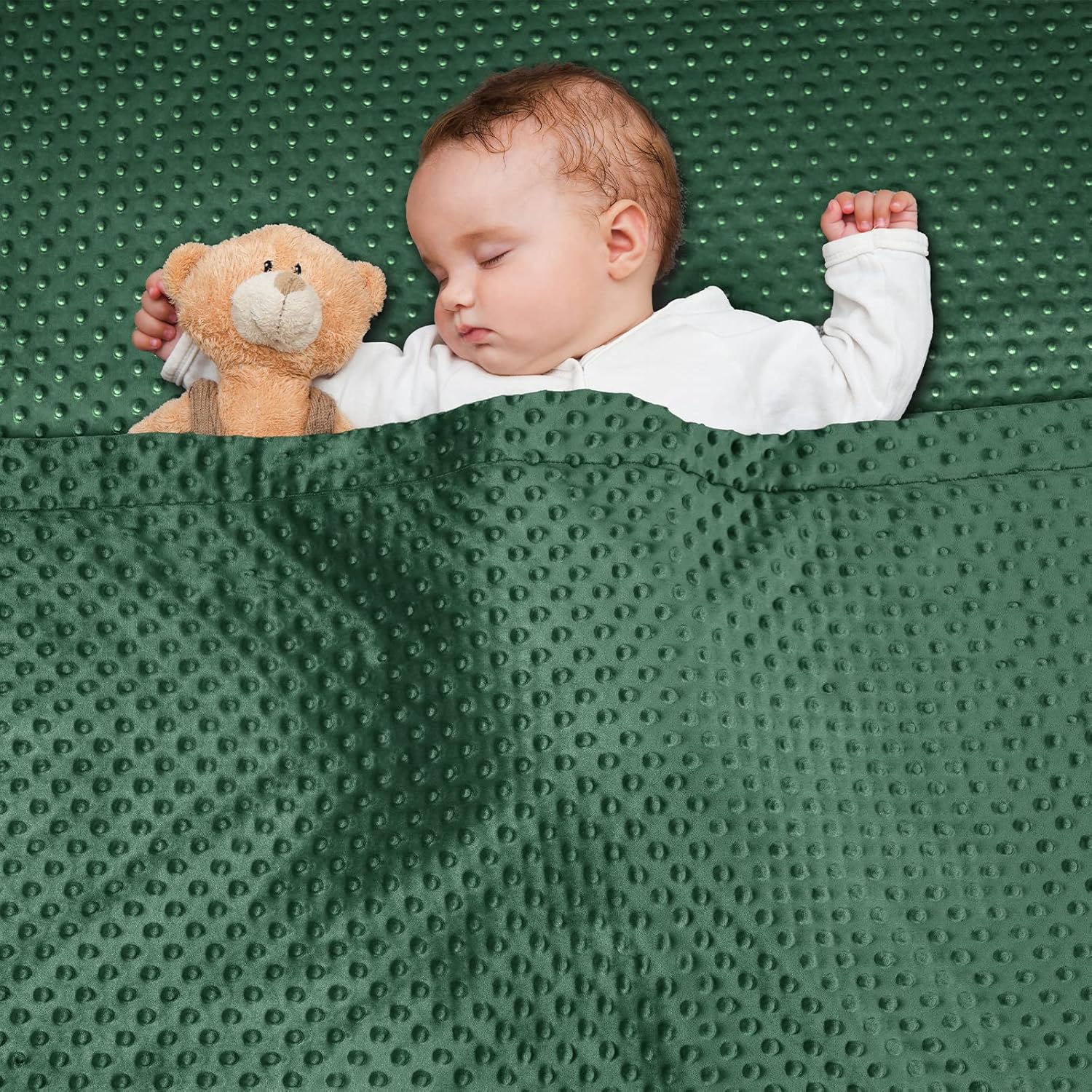 david's kids Micro Fleece Minky Baby Blanket for Boys Girls with Double Layer and Soothing Raised Dots, Breathable and Soft Lightweight Receiving Blanket for Newborns 30x40 Inches, Emerald Green - Image 6