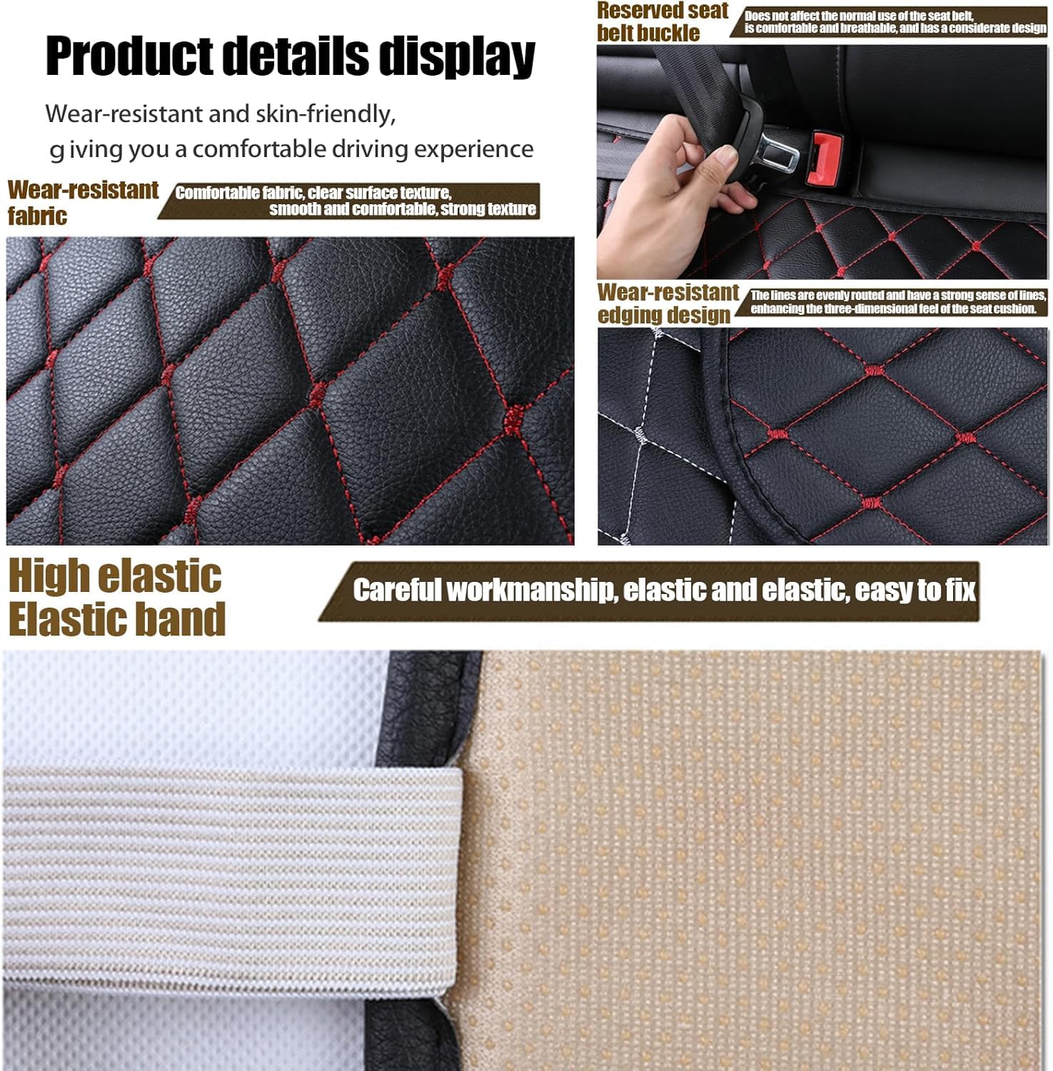 Cuscino Sedile Auto per Hyundai Staria, Cuscini di Protezione per sedili Auto PU Pelle Impermeabile Copri Sedile Tappetino Cuscino,Red/D