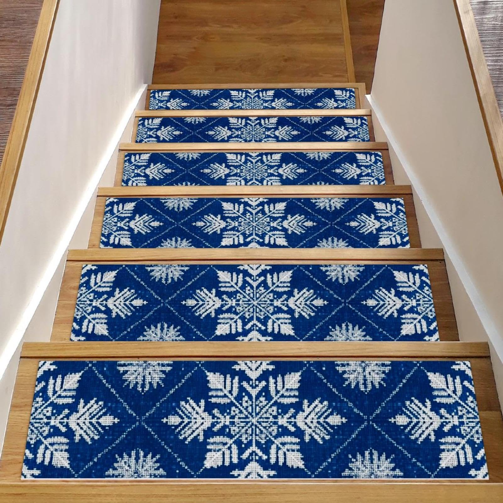 Tapis d'escalier lavable et prêt à coller de 76,2 x 20,3 cm pour marches fixes