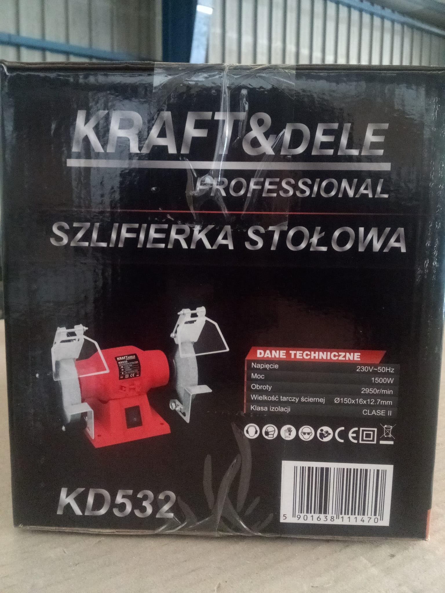 KRAFT&DELE KD532 Esmeriladora de banco 1500W con discos dobles 150mm | Amoladora de banco y afilador eléctrico | Máquina de afilar cuchillos con piedra esmeril y protector contra chispas
