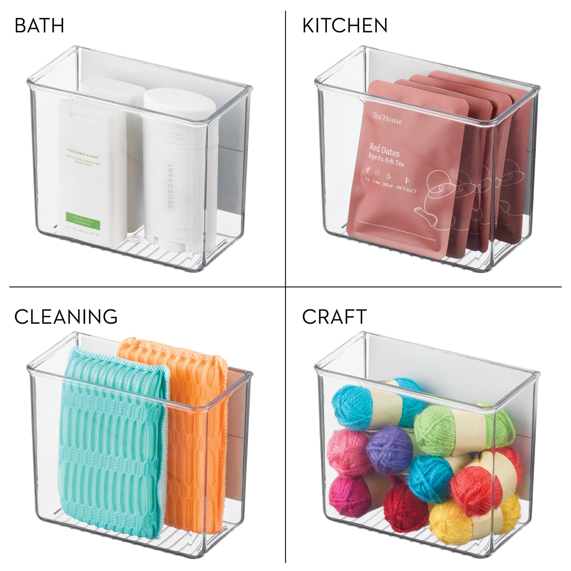 IDesign Organizer Cassetti, Organizer Cucina Dalla Serie Di Rosanna Pansino Organizer Bagno In Plastica Riciclata Con Apertura Frontale E Coperchio Trasparente E Bianco 59111109