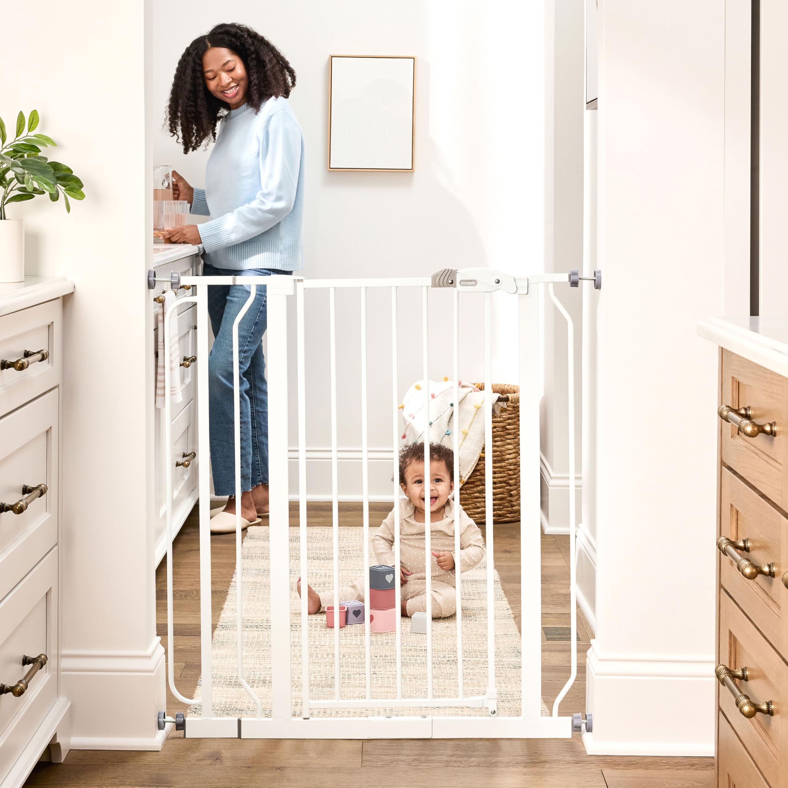 Regalo Easy Step Walk Thru Baby Safety Gate Pressure Mount with Included Extension Kit (104 cm)