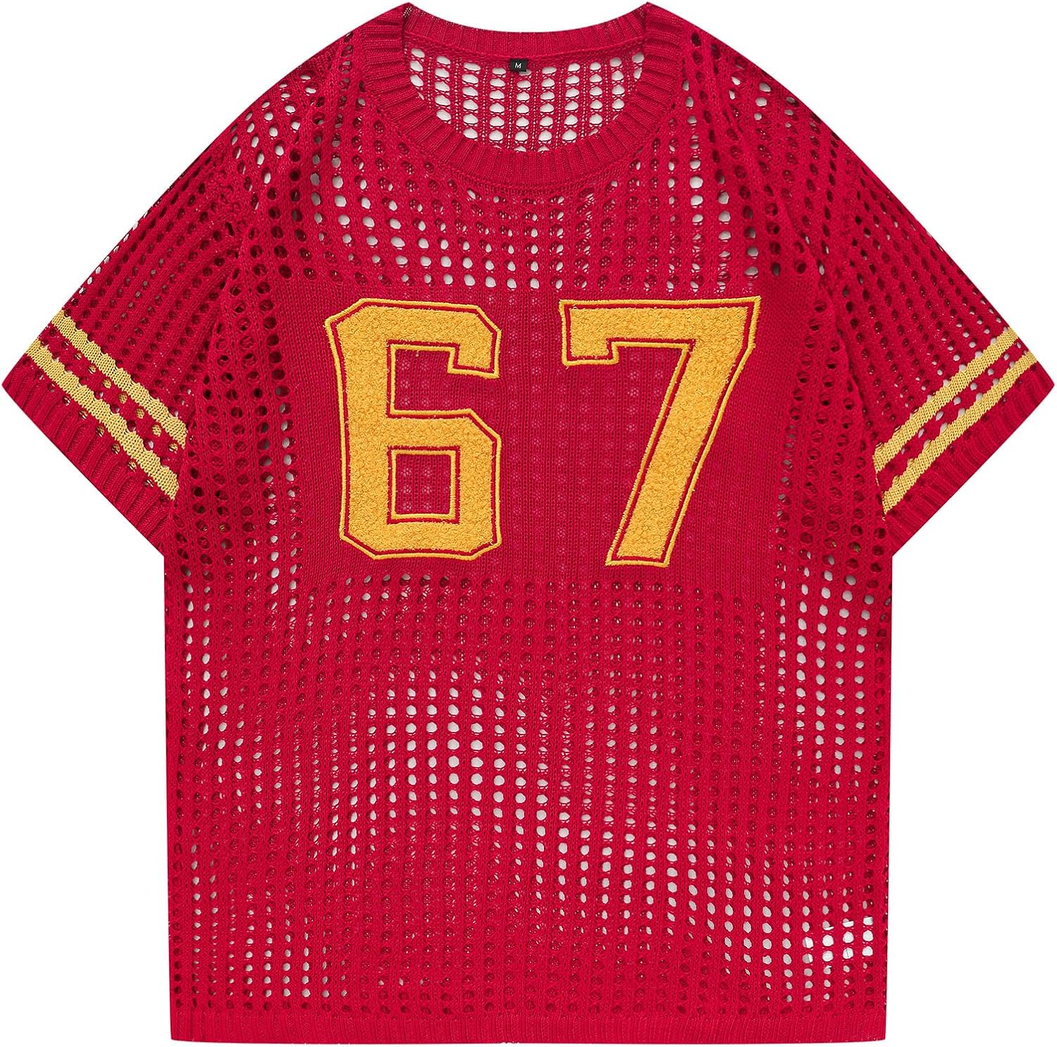 HYPESTFIT Men‘s Jersey Y2K T-Shirt 86 Graphic Casual Baggy Crochet Shirt Grunge Tee Oversized Vintage for Streetwear