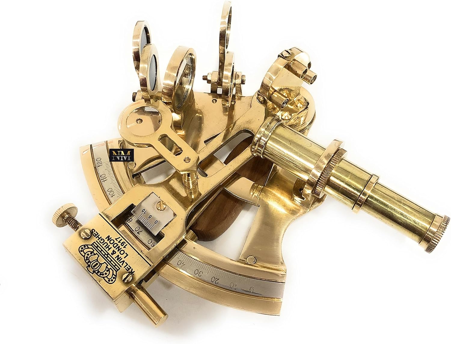 Maritime Kelvin & Hughes 1917 London Antique Brass Nautical Ship Sextant Vintage Style Nautical Instruments (Brass, With Wooden Box)