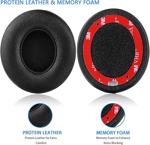 Miniatura 3 de Almohadillas inalámbricas Solo 23  JECOBB Almohadillas de repuesto con cuero proteico y espuma viscoelástica para auriculares inalámbricos Beats