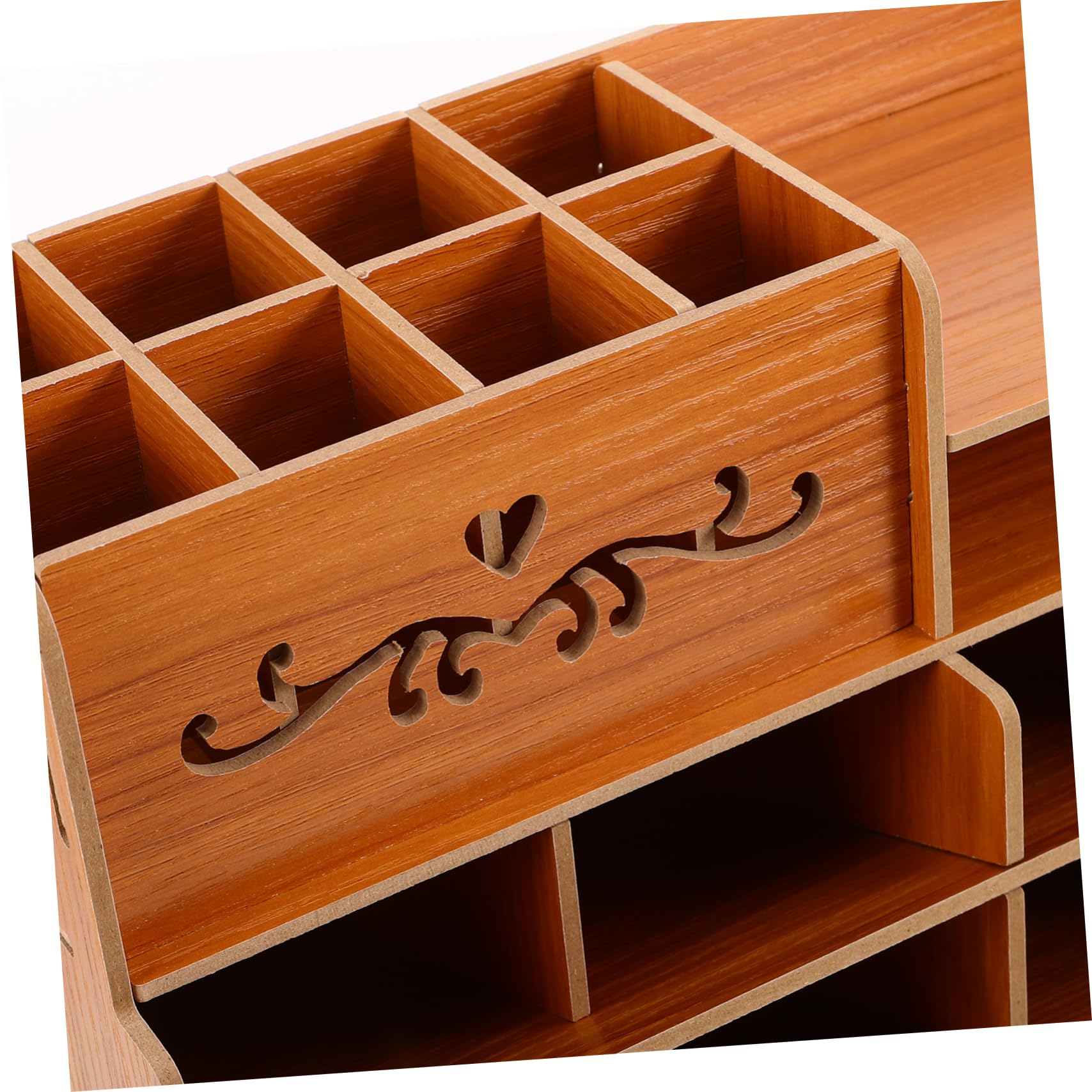 DOITOOL Portapenne in Legno per Scrivania Scatola Portaoggetti con Scomparti Multipli Organizer da Ufficio per Penne e Cancelleria Vassoio Portapenne in Legno