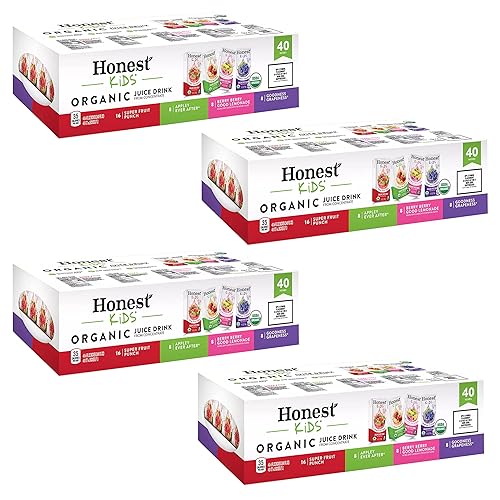 Honest Kids - Bebida orgánica de jugo de frutas de concentrado - Paquete variado - Cuatro sabores - USDA Organic - Paquete de 4 (40 x 6 onzas
