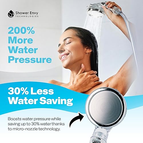 Miniatura 4 de Shower envy - Cabezal de ducha filtrado de alta presión con filtros, cuentas iónicas, 3 modos de pulverización, palanca de pausa de flujo,