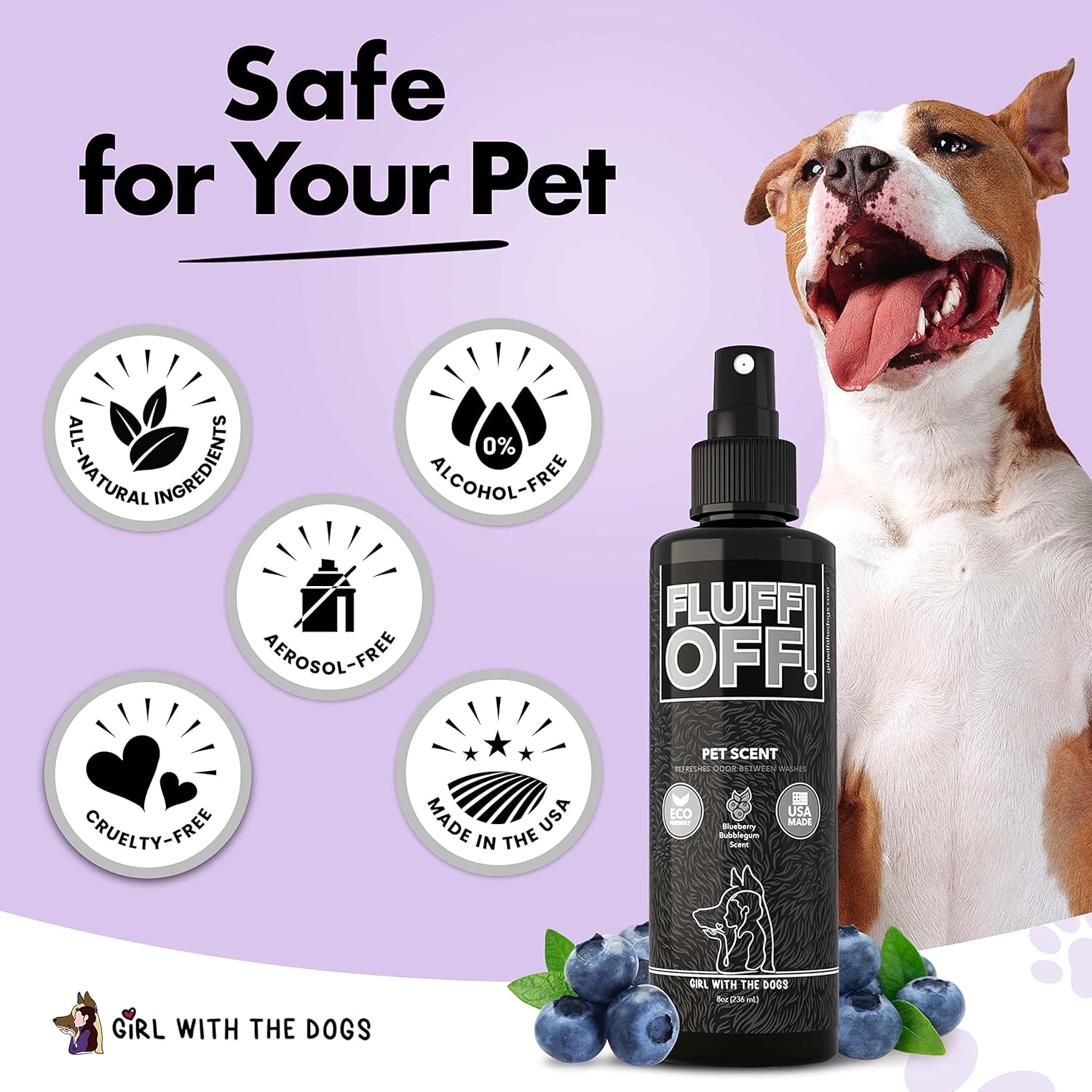 Fluff Off! by Girl With The Dogs, Natural Deshedding Dog/Cat Conditioner 16 Oz and Pet Scent 8 Oz