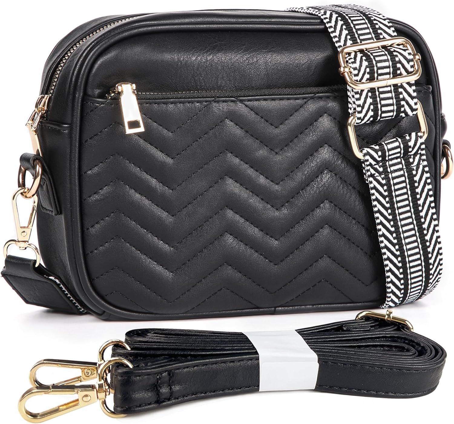 VODIU Crossbody Bag for Women Genuine Leather Shoulder Bag with Guitar Strap Trendy Purse Small Size