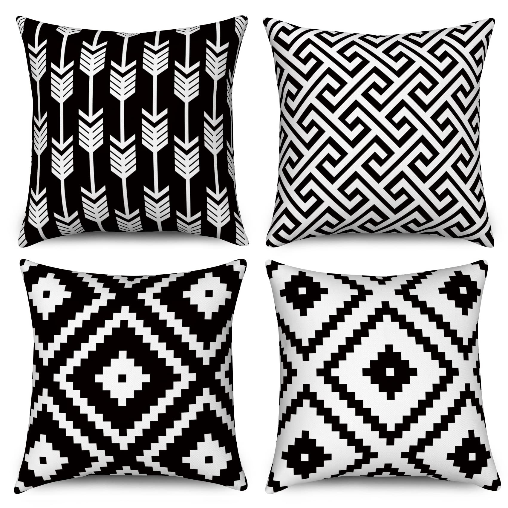 Housses De Coussin 50x70cm (x2) - Velours Doux, Motif Musique Noir/blanc, Imperméable, Fermeture éclair Cachée - 2