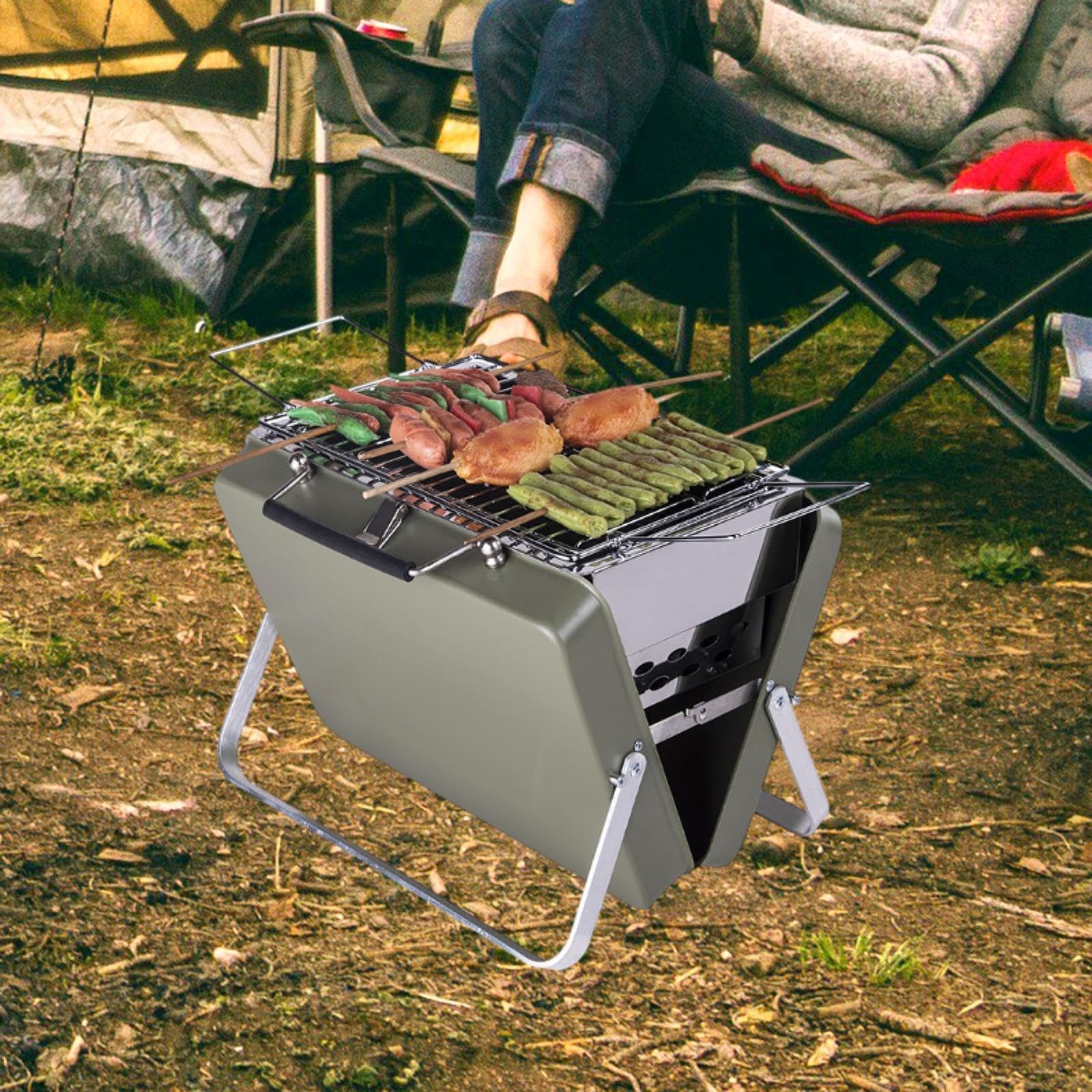 Grill składany, wszechstronny, kompaktowy, oszczędny, mały grill stołowy grill kempingowy na imprezę, do ogrodu, na podróż, piknik
