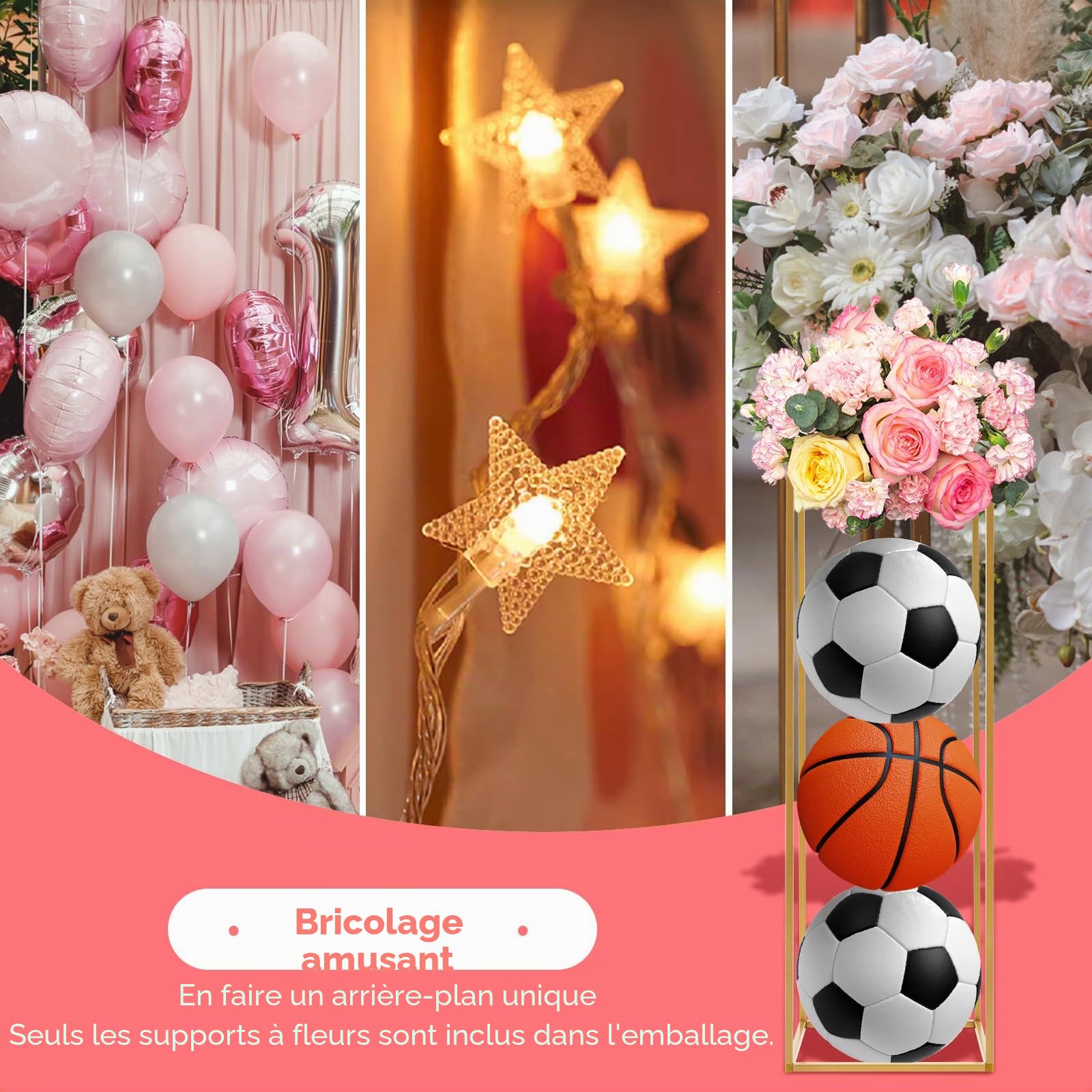 10 supports à fleurs en métal, 80 cm de hauteur, support pour plantes, support pour plantes de table de mariage, centres de table, pour les décorations de fêtes et les décorations d'événements