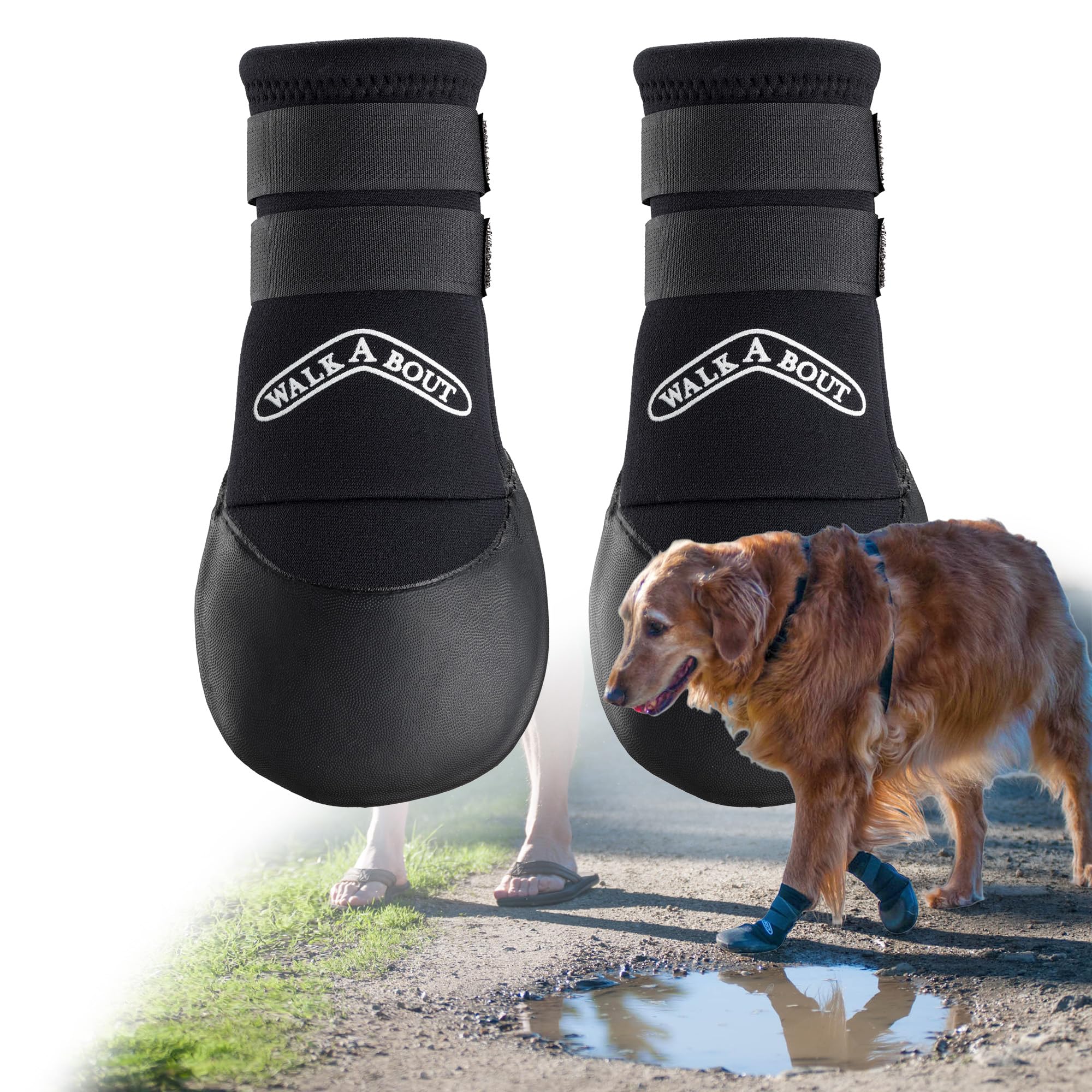 WALKABOUT Recovery Dog Sport Boots – X-Small (Pair) | Anti-Slip All-Terrain Paw Protectors for Indoor and Outdoor Use, Hot and Cold Insulation, Waterproof Rubber Sole, Fleece-Lined Neoprene