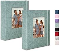 Vista 60 de Álbum de fotos de 8 x 10 pulgadas, paquete de 2 libros de fotos de lino, álbum de 26 páginas con capacidad para 52 fotos, carpeta de presentación