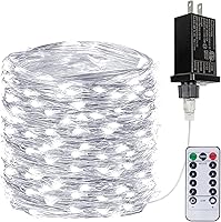 Vista 26 de Guirnalda de 300 luces LED extralargas de 99 pies enchufables con control remoto, tira de luces impermeables para exteriores e interiores, 8 modos