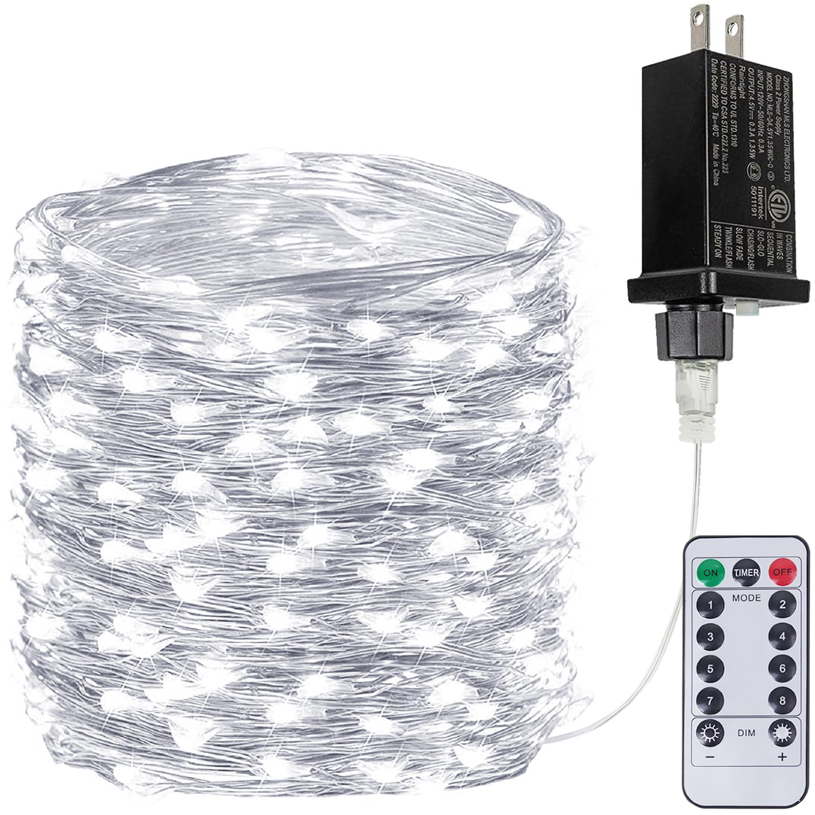 66Ft 200LED Fairy Lights Plug in with Remote, Waterproof String Lights Outdoor & Indoor 8 Modes with Timer, LED Twinkle Lights for Girl's Room Garden