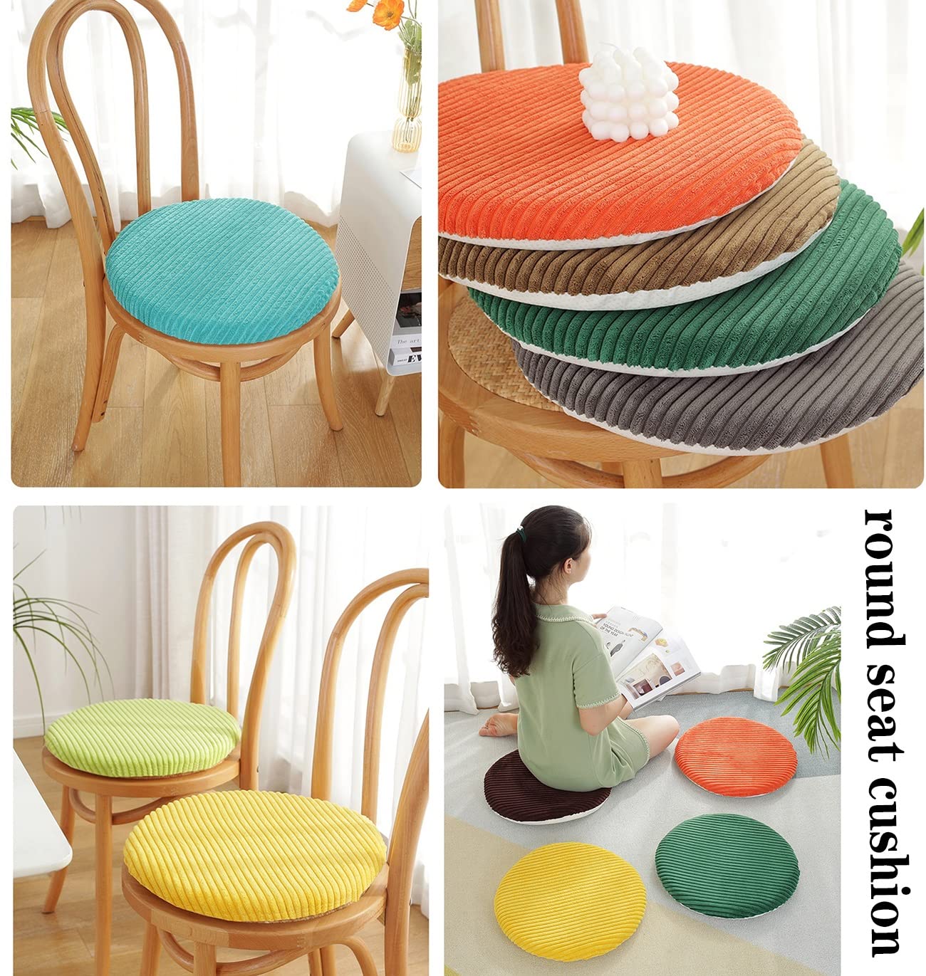 Asiento redondo de espuma viscoelástica antideslizante, almohadilla extraíble para cocina, comedor, oficina y asientos de coche (45 cm), soporte definitivo para aliviar el dolor y sentarse