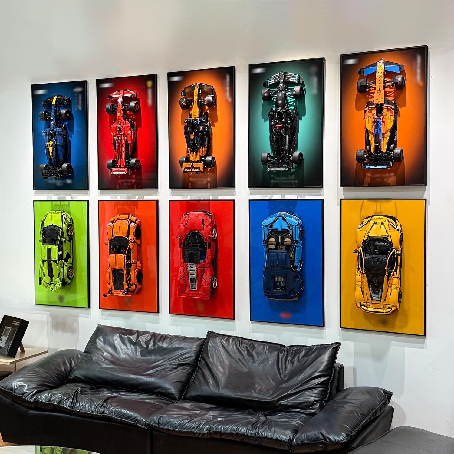 iLuane Display Wallboard für LEGO 42141 Technic McLaren 2022 Replica Model Car Modell Bausatz, Wandhalterung für Sammler, Heim- oder Bürodekoration, Farbverlauf (Ohne Auto)