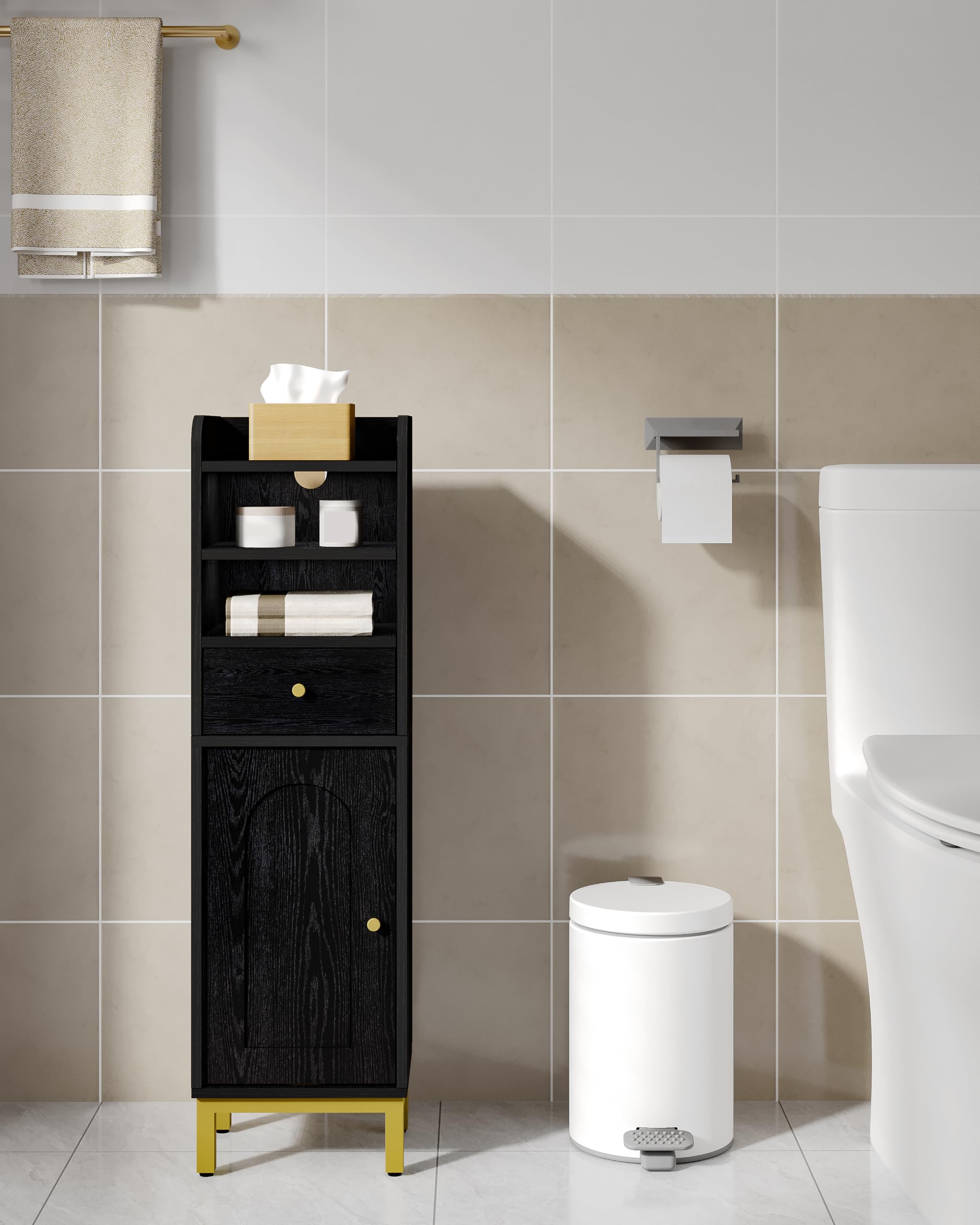 Amazon.com: Hzuaneri Bathroom Storage Cabinet, Corner Floor Cabinet ...