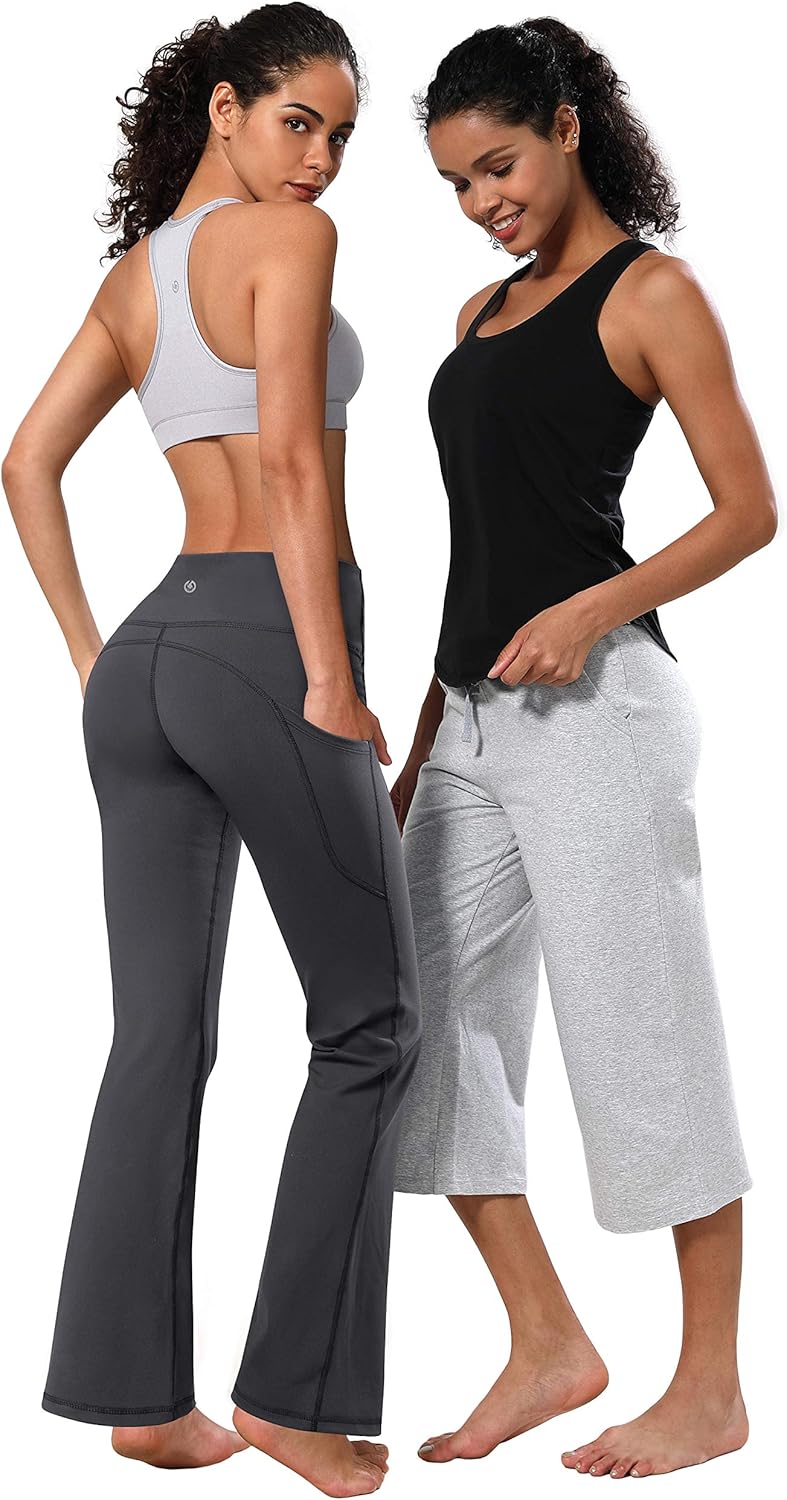 BUBBLELIME 29"/31"/33"/35"/37" Women High Waist Bootlegs Yoga Pants Tummy Control Bootcut Workout Flared Out Pockets - Image 4