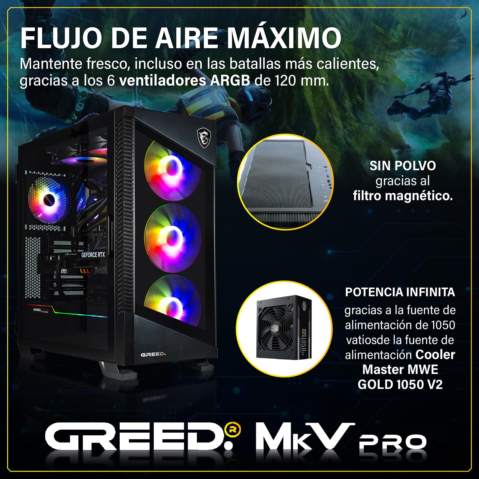 Greed® MK5 Pro - Gaming PC - Intel Core i9-12900KF + Nvidia Geforce RTX 5080 16GB - Ordinateur RGB Rapide + 4K & Raytracing Computer - 5,2 GHz - 32 GB DDR5 RAM - 2TB SSD - WLAN + Win 11