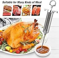 Vista 6 de Ofargo Kit de inyector de carne para ahumador con 3 agujas de jeringa inyectoras de barbacoa sabor marinada, adobos inyectores para carnes, pavo