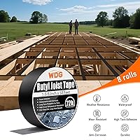 Vista 6 de WDG Cinta de vigueta de butilo para cubiertas, 8 rollos de cinta de viguetas de cubierta de 1-5/8 pulgadas x 50 pies, cinta selladora de butilo