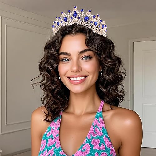 Miniatura 3 de Kamirola - Corona de reina y tiara corona de princesa para mujeres y niñas, diademas de cristal para novias, disfraces góticos de Halloween para