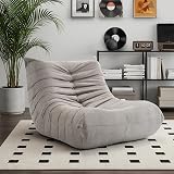 XH.Easy Go Pouf Adulte avec Mousse à Mémoire de Forme Fauteuil Canapé Cheminée Fauteuil Togo Canapé de Sol pour Salon et Chambre Gris - 1