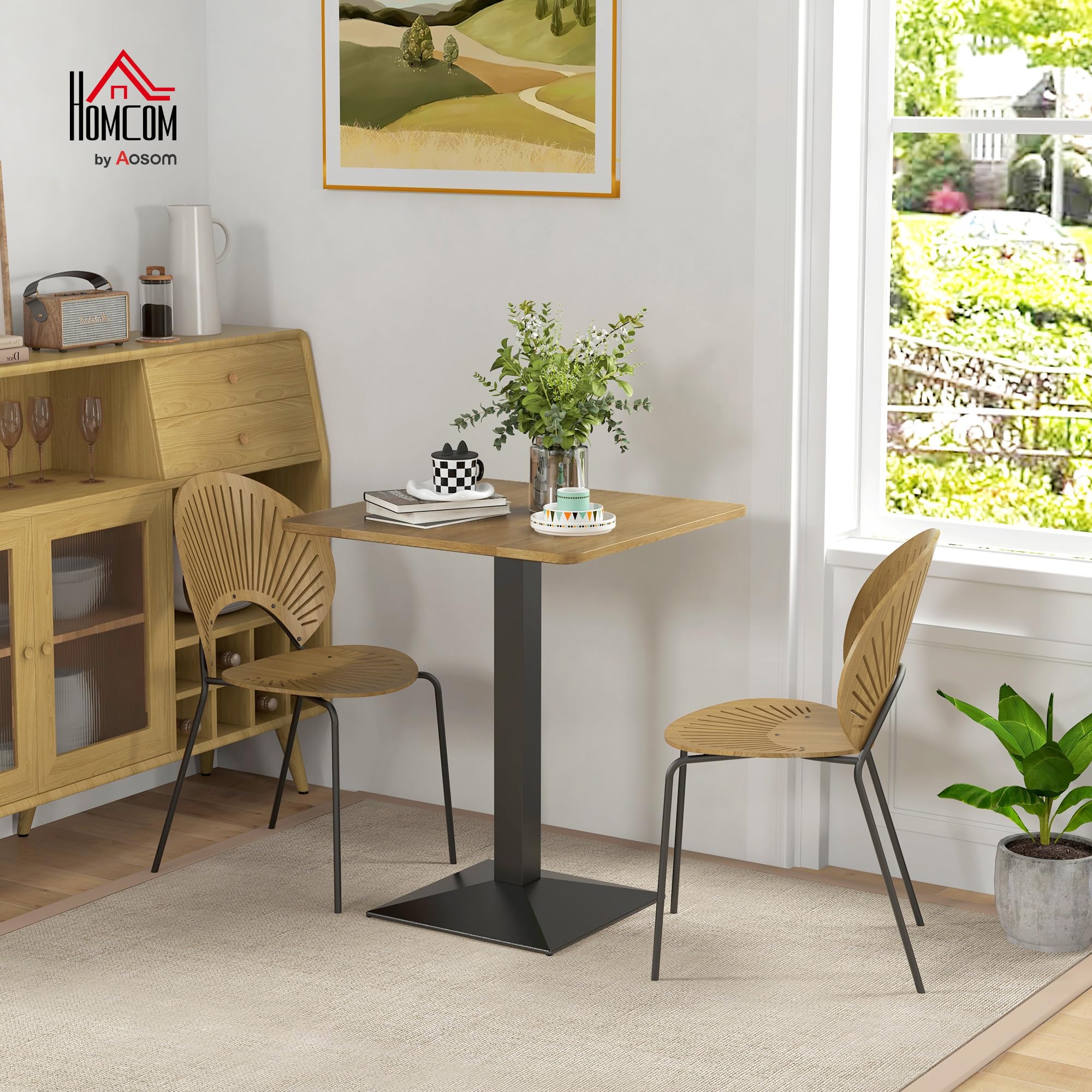 HOMCOM Table à Manger carrée pour 2 avec Plateau Effet Bois Marron foncé