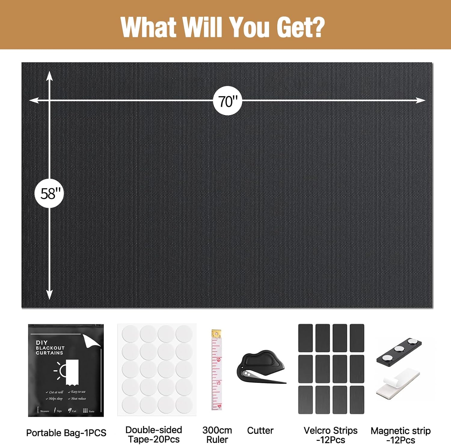 Magnetic Blackout Window Cover – 70" x 58" Portable Blackout Curtains for Bedroom, No Drill Black Out Blinds & Window Privacy Film, Temporary Black Out Shades for Windows Skylight Film RV Travel