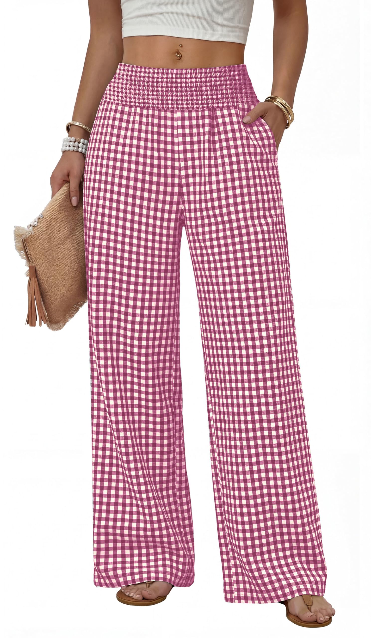 Sampeel Wide Leg Pants Woman High Waist Trousers with Pockets Casual Lounge — view 12