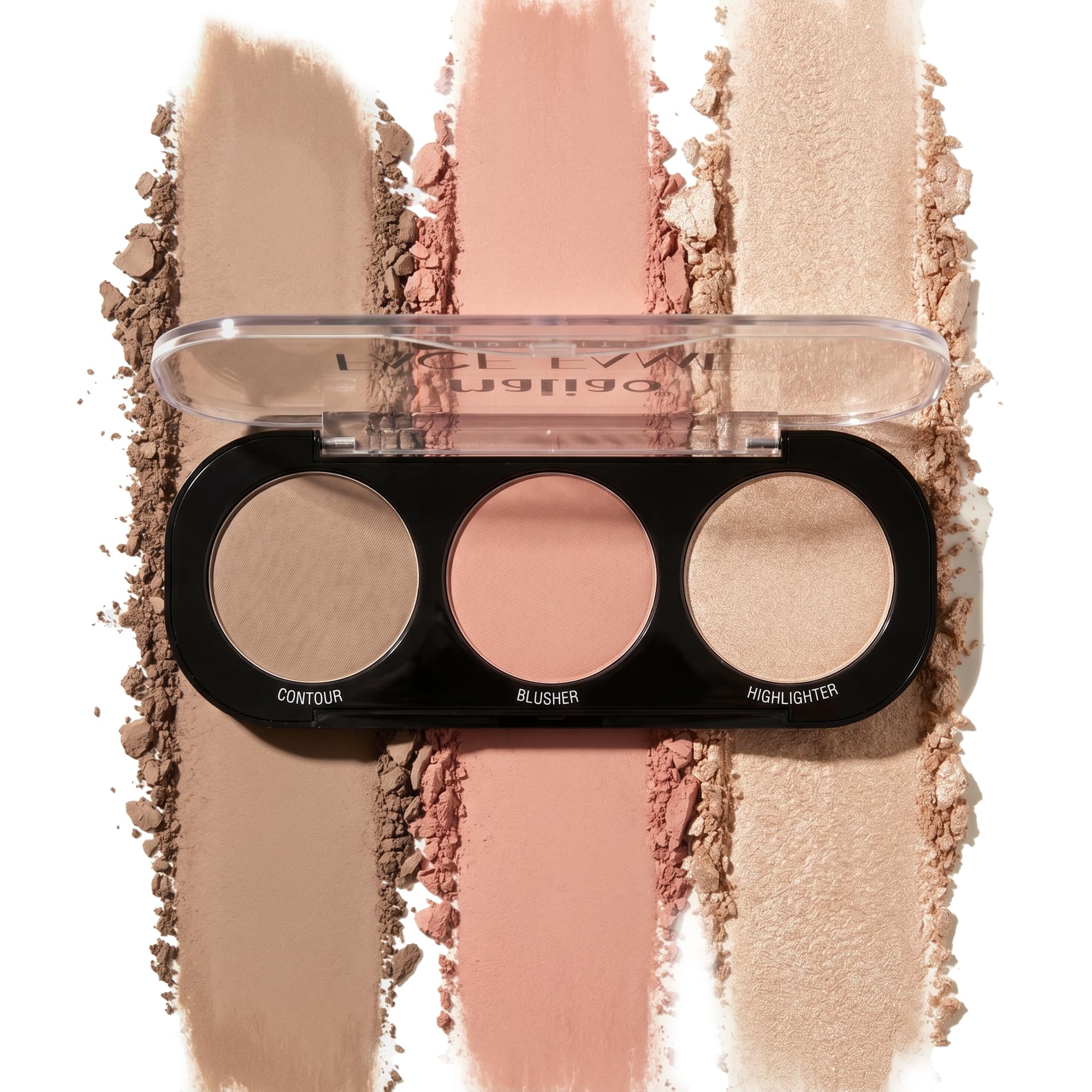 Maliao Face Fame Trio Palette-Blusher, Contour & Highlighter | Highly Pigmented, Blendable & Lightweight | Smooth Velvet-Finish | Travel-Friendly | Long-Lasting | (01) Fair & Flushed | 6g-image-6